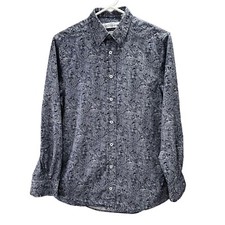 Nick Graham Everywhere Button Up Dress Shirt size 14.5-15 32-33 Paisley Blue