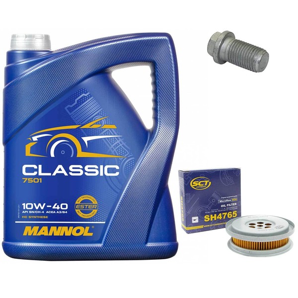 MotoröL Set 10W-40 5 Liter + ÖLfilter + ÖLablassschraube FüR Mercedes 190 124-image