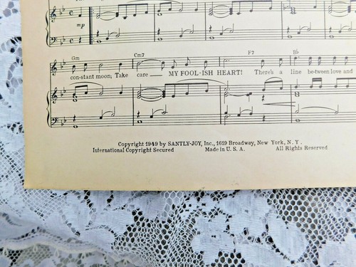 VINTAGE 1949 SHHET MUSIC MY FOOLISH HEART VICTOR YOUNG NED WASHINGTON vintage-1949-shhet-music-my-foolish-heart-victor-young-ned-washington