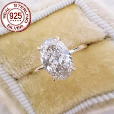 5ct Oval Zirconia CZ Silver Plated 925 Silver for Brides Wedding Engagement Ring