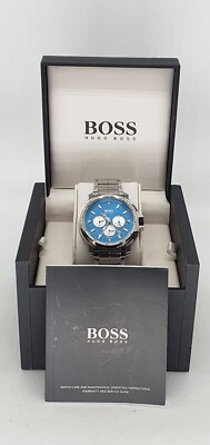 Hugo Boss Men's Silver Stainless Steel Sky Blue Dial Watch 1512111