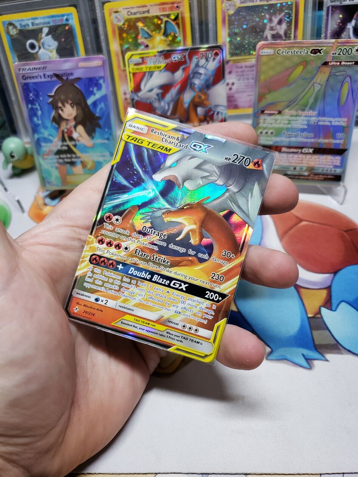 Carta de pokémon TCG - Original COPAG - Reshiram e Charizard-GX (20/214)  ULTRA RARA