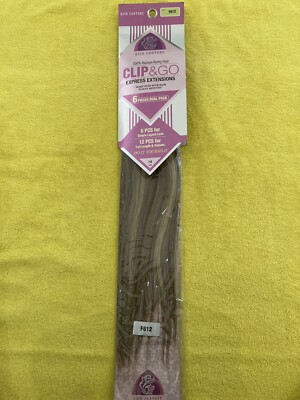 Clip & Go Extensions 100% Human Remy Hair Silky Straight 18'', 6pcs.Color: F612.