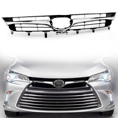 Front Bumper Upper Grille Chrome For 2015 2016 2017 Toyota Camry LE XLE SE XSE