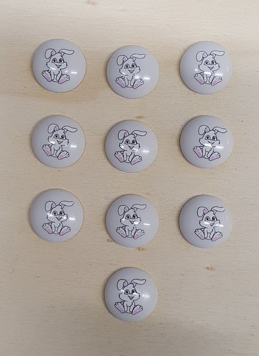 Round Childrens Printed Character Shank Buttons Bunny Rabbit Design 15mm - Picture 10 of 16