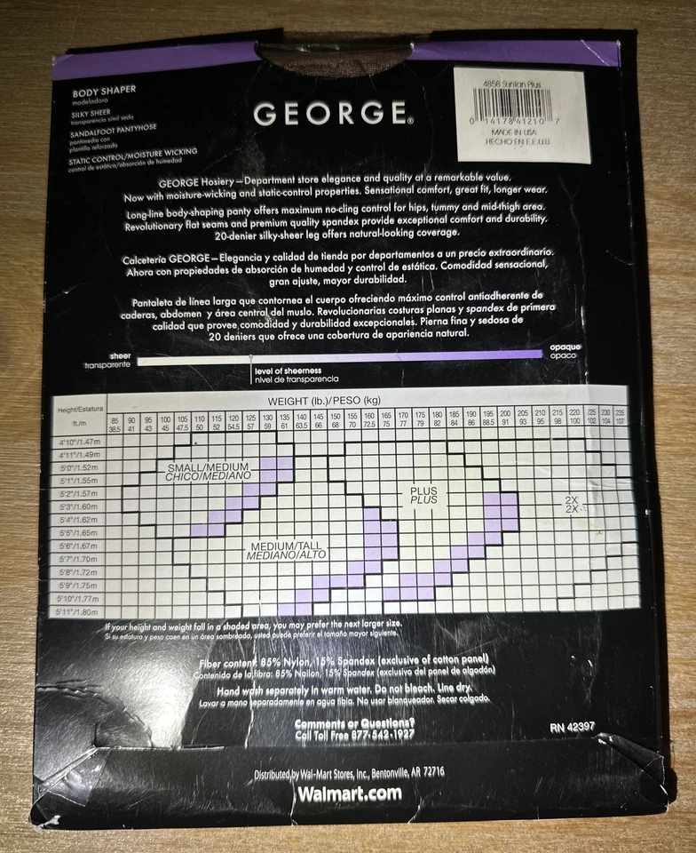 1 PR GEORGE PANTYHOSE BODY SHAPER SILKY SHEER SAND SIZE: PLUS PLUS, COLOR SUNTAN - Image 2 of 2