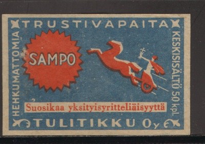 MATCHBOX ETIKETTEN FINNLAND - Sampo, Streitwagen - #