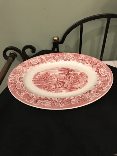 Antique Barratt's of Staffordshire, England "OLD ENGLISH" Pink 12" Platter