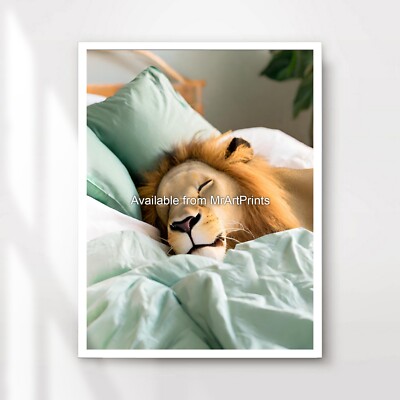 Schlafzimmer niedlich Kunst gemütlich schlafender Löwe schlafen entspannend Druck Wandbild Kinder XL