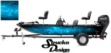 Graphic Pontoon Blue Wrap Musky Fishing Bass Boat Abstract Fish Decal US Vinyl  