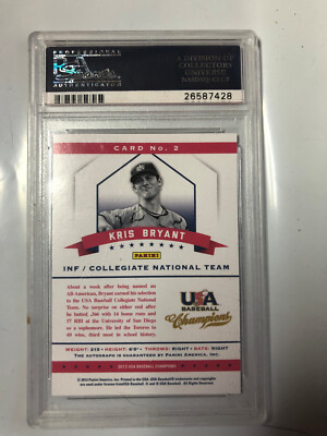 2013 Panini USA Kris Bryant Autograph Card #2 Auto #/299 PSA 8.5
