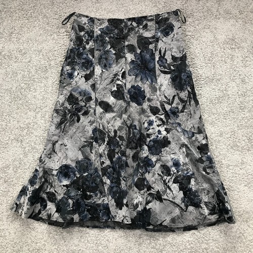 Per Una Rock 10 Grau Satin Midi Damen Blumenmuster
