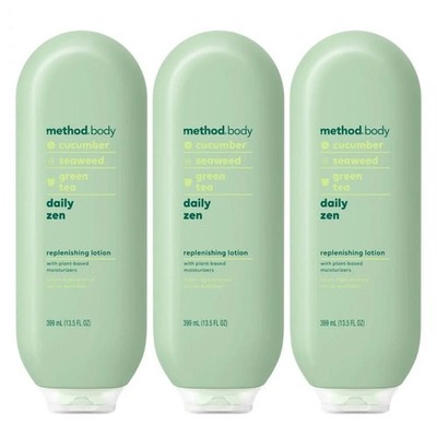 Method Daily Zen Cucumber & Seaweed Body Lotion Moisturizer 13.5 oz -3 Bottles