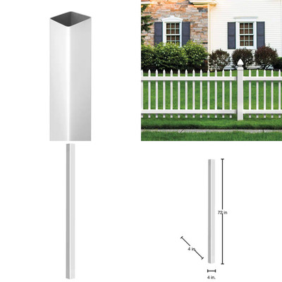 White Vinyl Square Fence Post 4'' X 4'' X 6 Ft Durable Fencing Gate Post Panel NEW