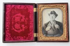 Nice Antique 1/4 Plate Full Union Case Ambrotype, Dapper Man In Hat, L. P. & Co