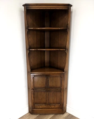 ERCOL CORNER CABINET Elm Old Colonial Model 474 Display Cupboard FREE DELIVERY - Image 1 of 4