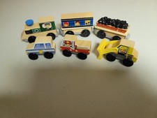 Wooden Railway Train lot Fire Ploice Bulldozer Steam train passenger coach