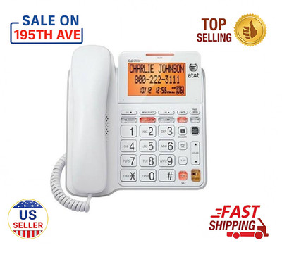 AT&T CL4940 White Corded Phone Speakerphone Big Display Caller ID Big ...