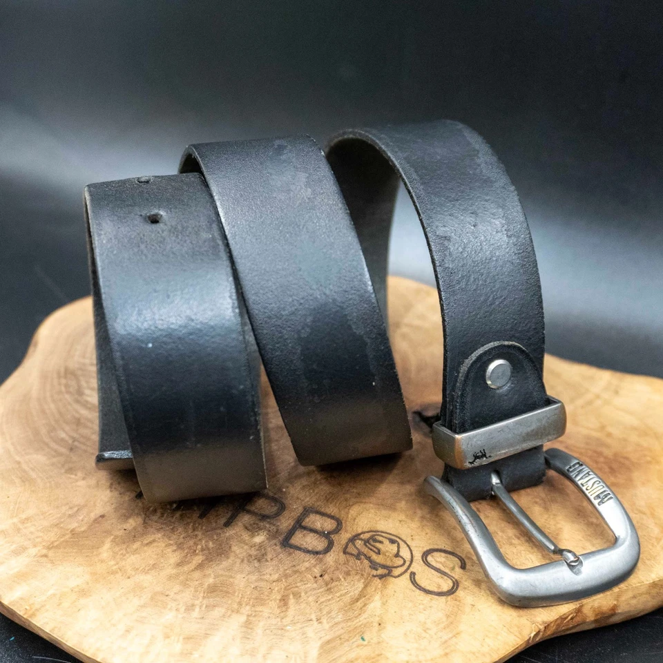 Mustang Hombres Cinturón Vintage Cuero Cinturón Jeans Cuero Cinturón Negro Ta... - Imagen 3 de 4