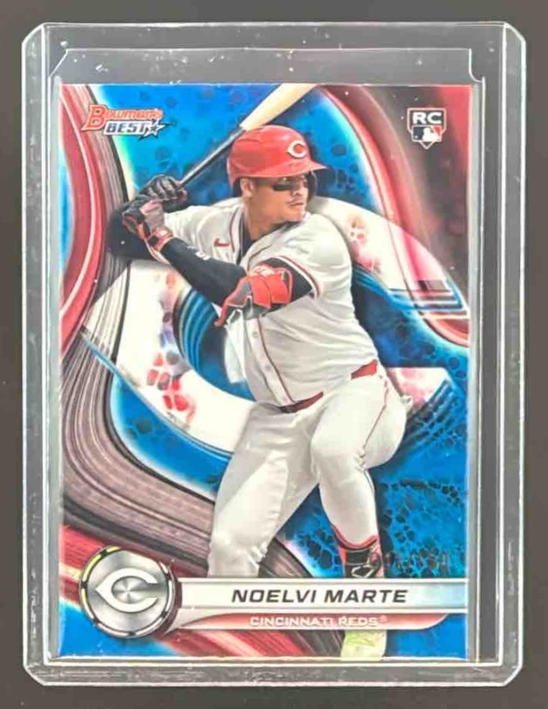 Noelvi Marte 2024 Bowman's Best Blue Refractor /150 RC #19 Cincinnati Reds CC
