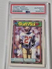 1992 Topps Terrell Buckley Rookie Card #303 Auto PSA Authentic. rookie card picture