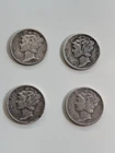 Lot Of 4. 90% Mercury Dimes Dated 1936-1945!!