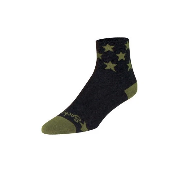 Meias - SockGuy - Lã Scout 3" L/XL Ciclismo/Corrida NOVO Padrão Estrela Preta HOMENS - Imagem 2 de 4