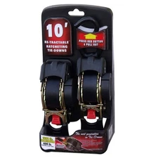 Retractable Ratchet Tie Down Straps 10ft 2 Pack Heavy Duty ATV Trailer Boat