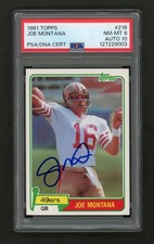 1981 Topps Football #216 Joe Montana RC Rookie PSA 8 / 10 Auto Great Eye APPEAL
