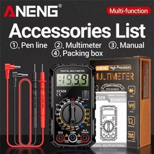 Digital Multimeter LCD Voltmeter Ammeter Ohmmeter Volt AC DC Tester Leads Meter