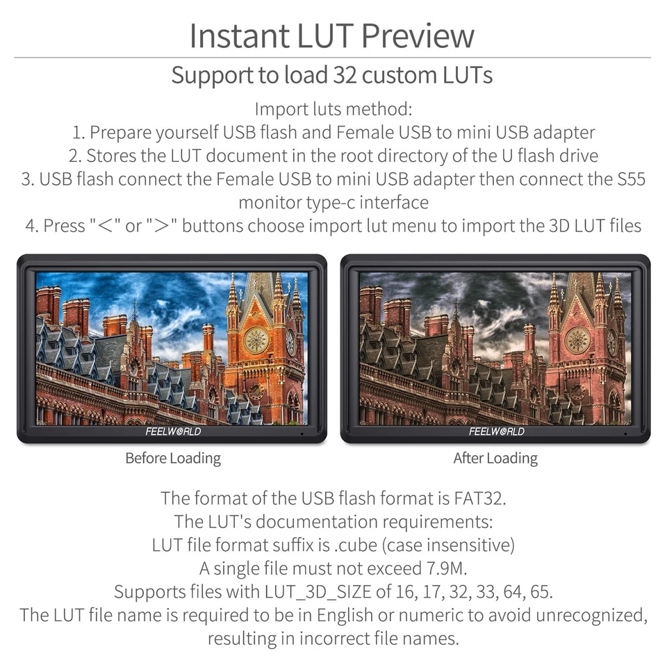 Монитор полевой камеры FEELWORLD S55V2 5,5 дюйма DSR маленький Full HD 1920x1152 IPS Vi - Изображение 4 из 4