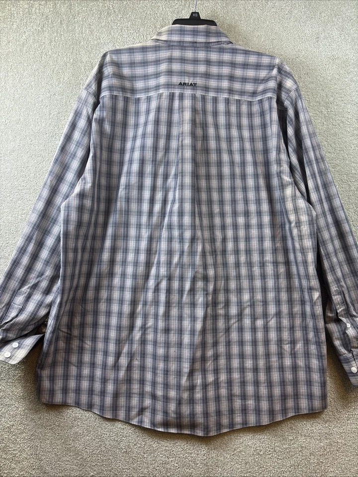 Ariat Shirt Men 2XL Plaid Wrinkle Free Vahn Classic Long Sleeve Button Flip Cuff - Image 3 of 4
