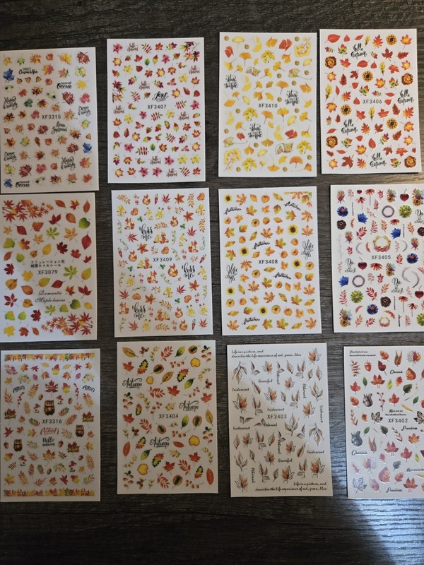 Autumn Leaf Nail Art Stickers Decals Set 12 sheets