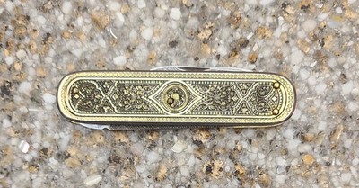 Vintage Richartz Solingen Germany Pocket Knife Agfa-Gevaert Ornate Brass Multi