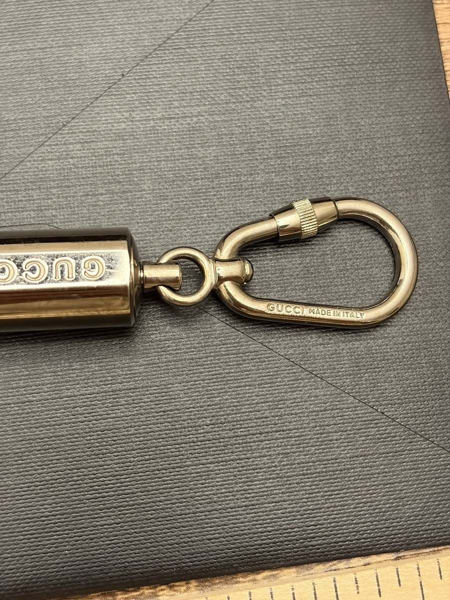 Vintage Gucci Silver Tone Double Carabiner Hook Keychain Ring
