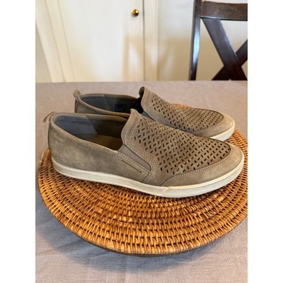 ECCO Kyle Mens Slip On Perforated Nubuck Leather Sneakers Taupe Grey Size 11 US