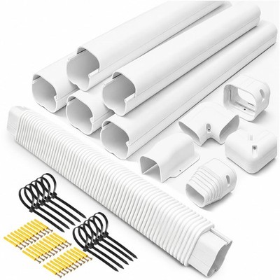 Mini Split Line Set Cover 3'' 10 Ft Flexible Duct PVC Cover Kit Mini Split Duct