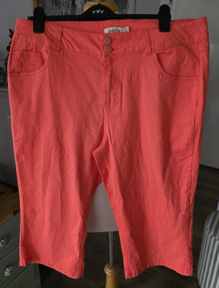 AVELLA coral orange cropped cotton pants - 18