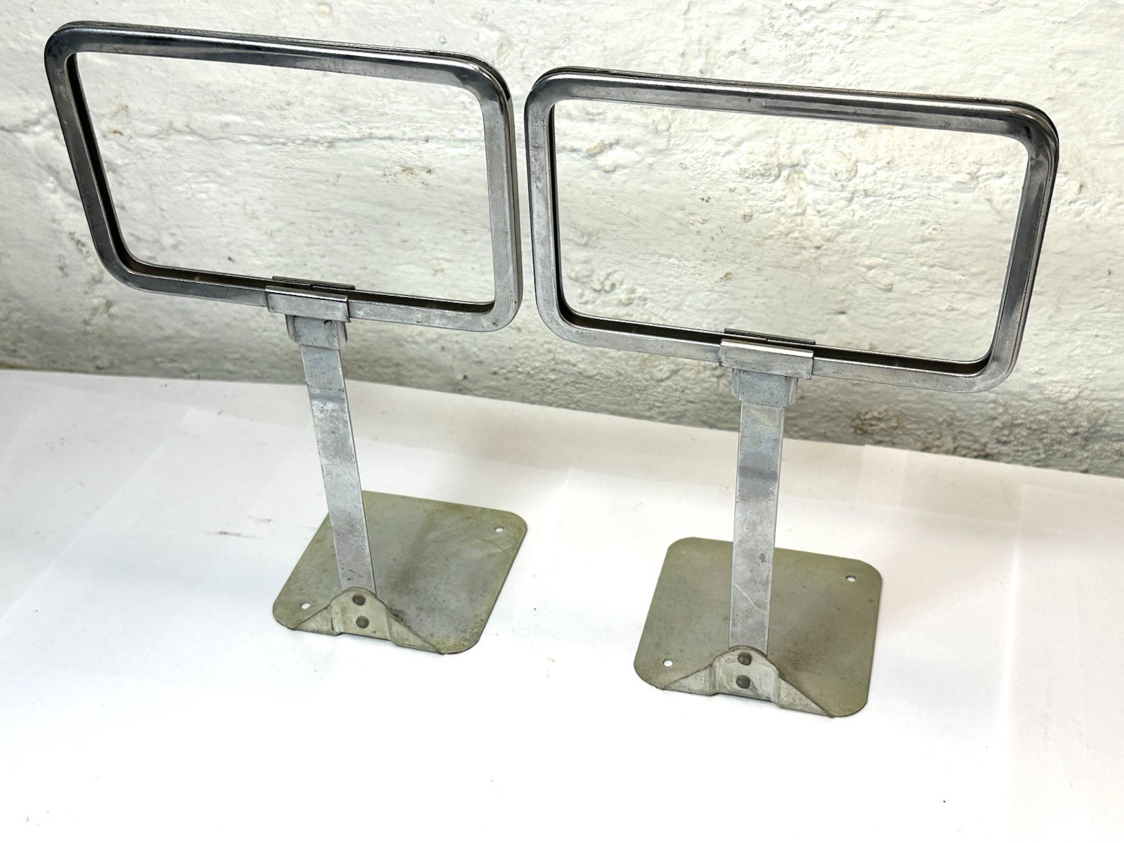 (2) VTG 1950s METAL STAND UP CLOTHING STORE PRICE SIGN FRAMES DARLING MI USA 10”