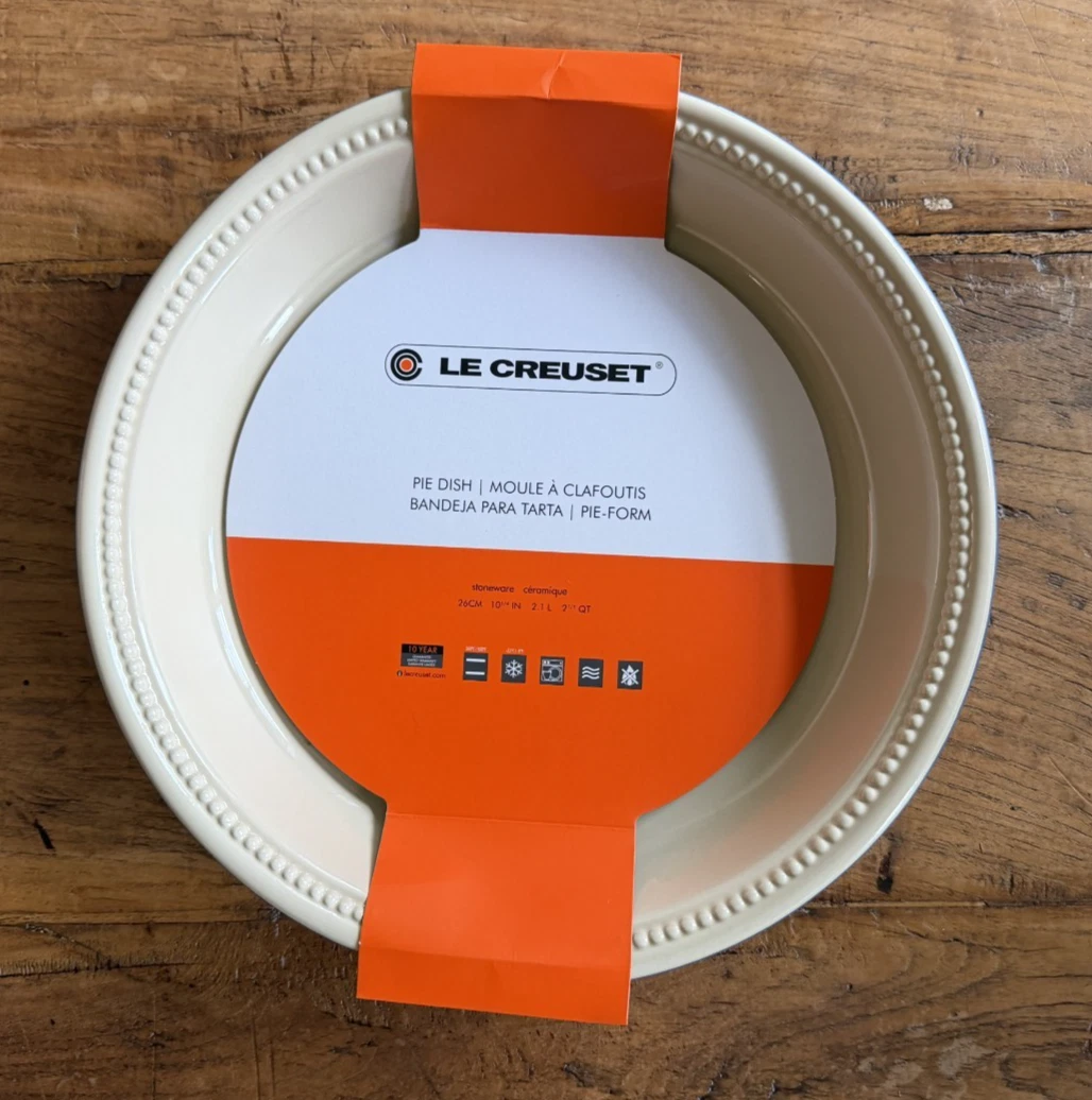Le Creuset Stoneware Large 26 cm 10.25 in 2.25 qt 2.1 L Pie Dish Cobalt Blue NEW