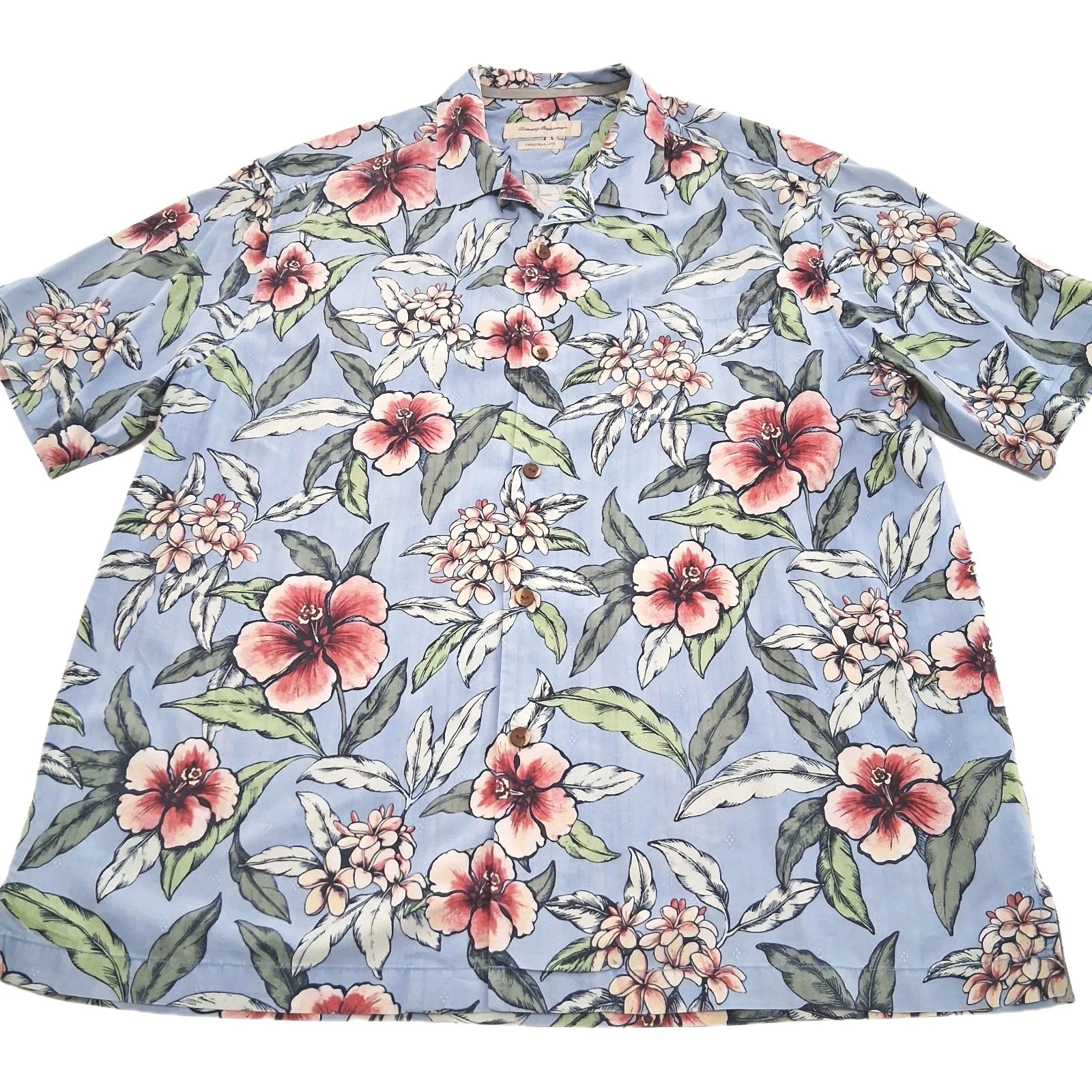 Tommy Bahama Mens Shirt X-Large Hawaiian Cabana 100% Silk Floral XL Aloha EUC