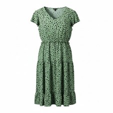 SHEIN Womens Curve Green Polka Dot Tiered Midi Dress V-Neck Flutter Sleeve 3XL