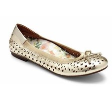 Vionic Ballet Flats Gold Leather Metallic Slip On Spark Surin Sz 11 Perforated