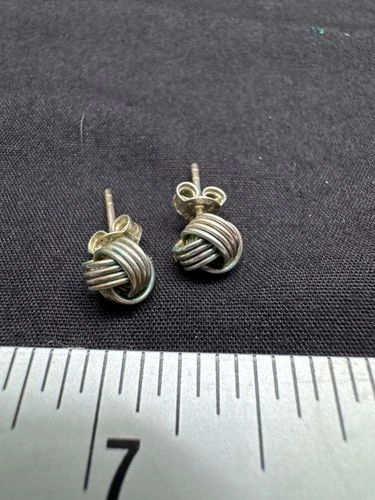 Sterling Silver 925 Knot Stud Earrings With Butterfly Backs