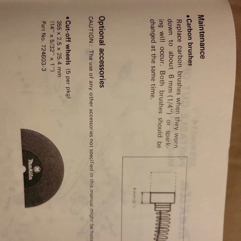 Makita Portable Cut-Off Model 2414 Instruction Manual 1983 w/Makita flyer insert - Image 4 of 4