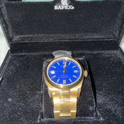 A BATHING APE Watch TYPE 7 BAPEX Automatic Blue Stone Dial Gold Stainless Steel