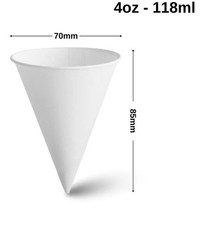 Disposable Paper Cone Cups For Water Cooler 4oz 5000pcs White Paper