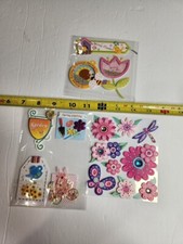 3 pk Scrapbooking Spring Flowers Stickers Butterflies Garden