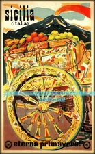 Sicilia 1947 Sicily Italy Nostalgic Vintage Poster Print Retro Style Wall Art