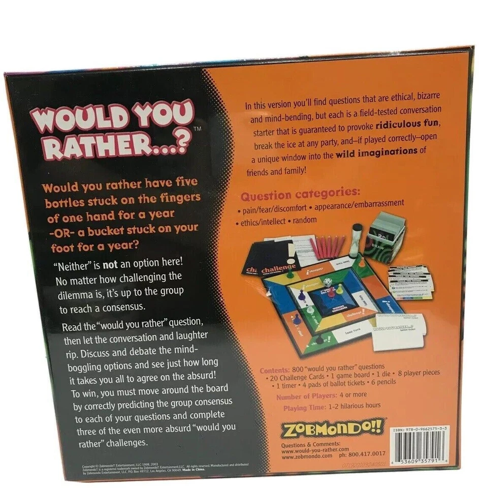 Would You Rather? Mind Boggling Questions Classic Board Game By Zoemondo Sealed! - Image 2 of 4